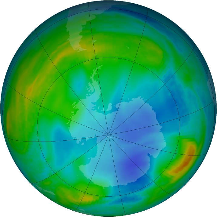 Antarctic ozone map for 10 June 1986